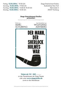 Mann, der Sherlock Holmes war, Der 20160213 Hamburg STAGE ENTERTAINMENT Studios - Plakat