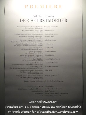 Selbstmörder Besetzungsliste 20160216 Berliner Ensemble © Frank Wesner_
