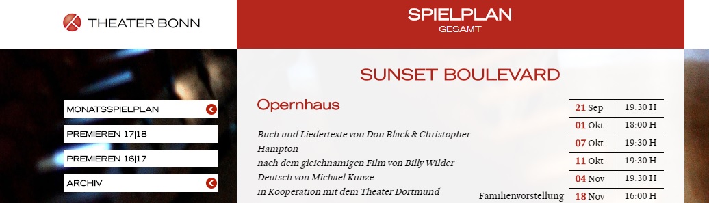 Sunset Boulevard 20170921 Opernhaus Bonn - Infobanner