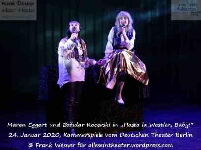 Maren Eggert und Božidar Kocevski in „Hasta la Westler, Baby!“ - Uraufführung am 24. Januar 2020, Kammerspiele vom Deutschen Theater Berlin © Frank Wesner